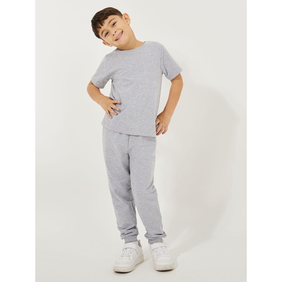 Styli Solid Round Neck T-Shirt & Full Length Pants Set-boys-clothing-setsandcoords-image-1