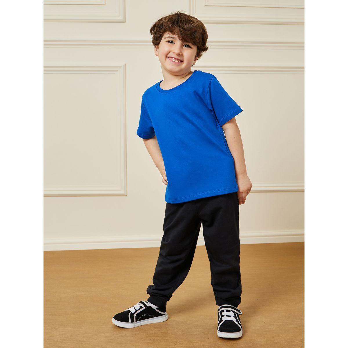 Styli Solid Round Neck T-Shirt & Jogger Set-boys-clothing-setsandcoords-image-1