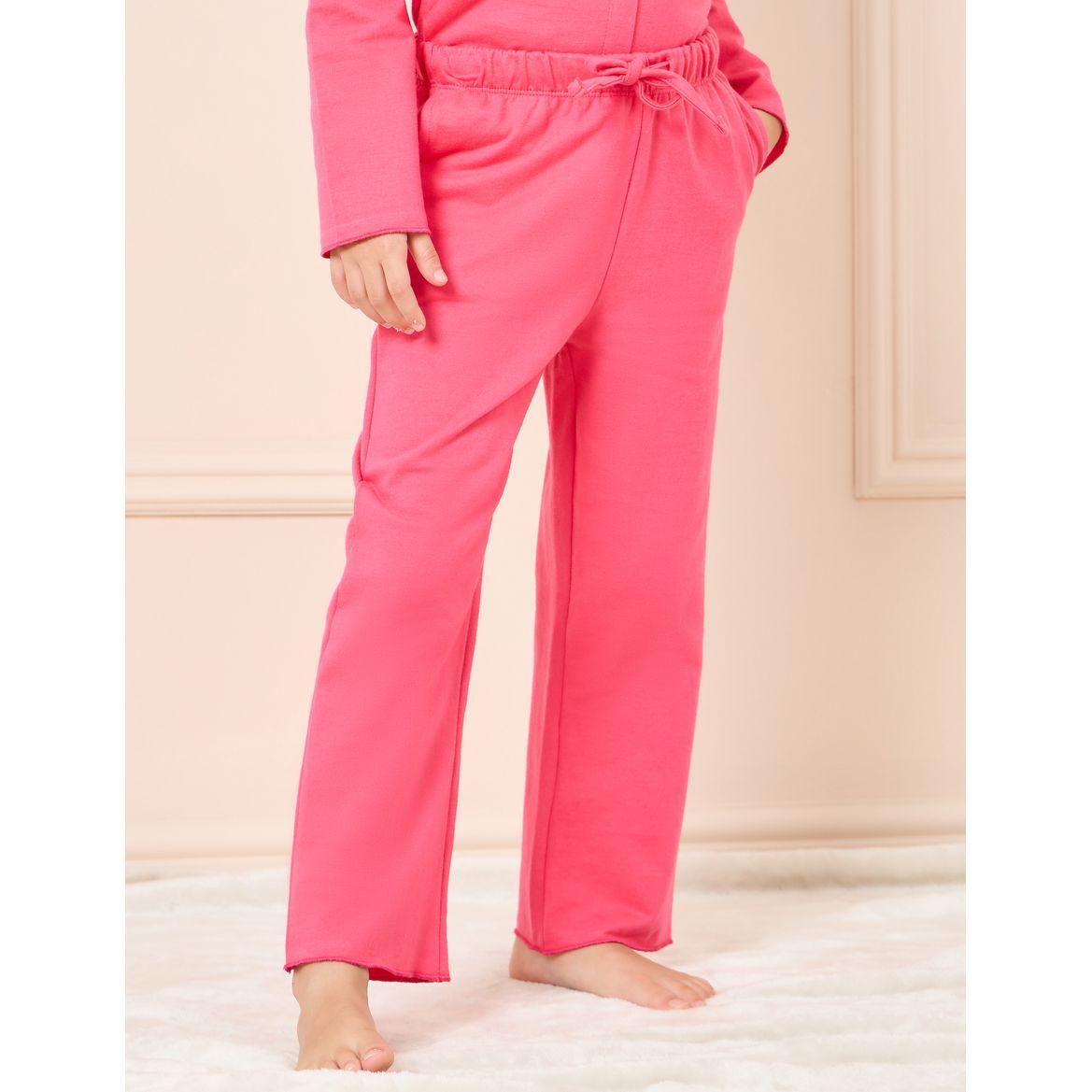 Styli Solid Collared Shirt & Drawstring Pyjama Set-girls-clothing-nightwear-image-5