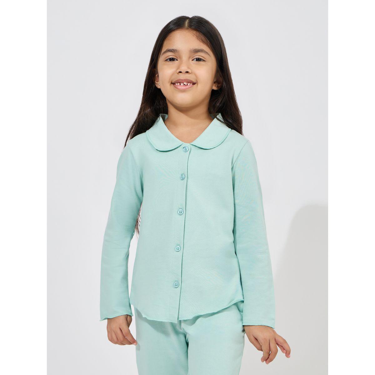 مجموعة من بنطال بيجاما مع بلوزة بياقة وأزرار غلق-girls-clothing-nightwear-image-9