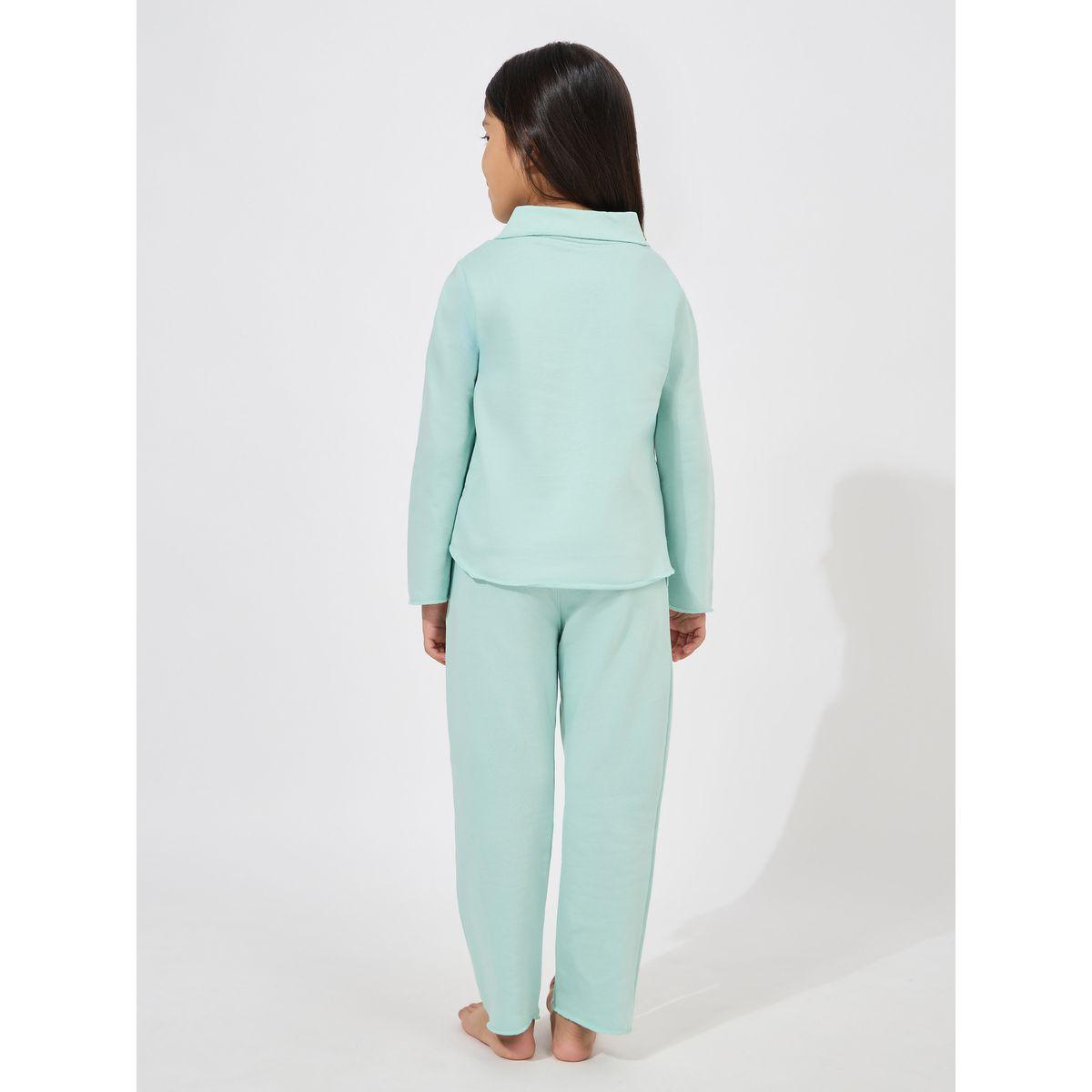 مجموعة من بنطال بيجاما مع بلوزة بياقة وأزرار غلق-girls-clothing-nightwear-image-7