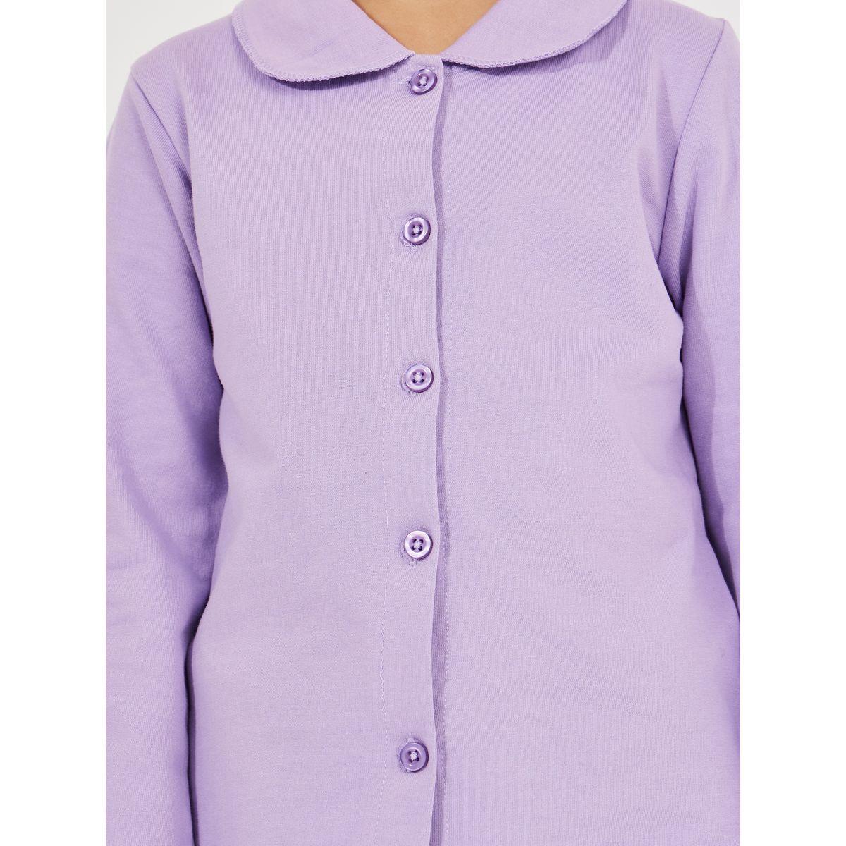 مجموعة من بنطال بيجاما مع بلوزة بياقة وأزرار غلق-girls-clothing-nightwear-image-3