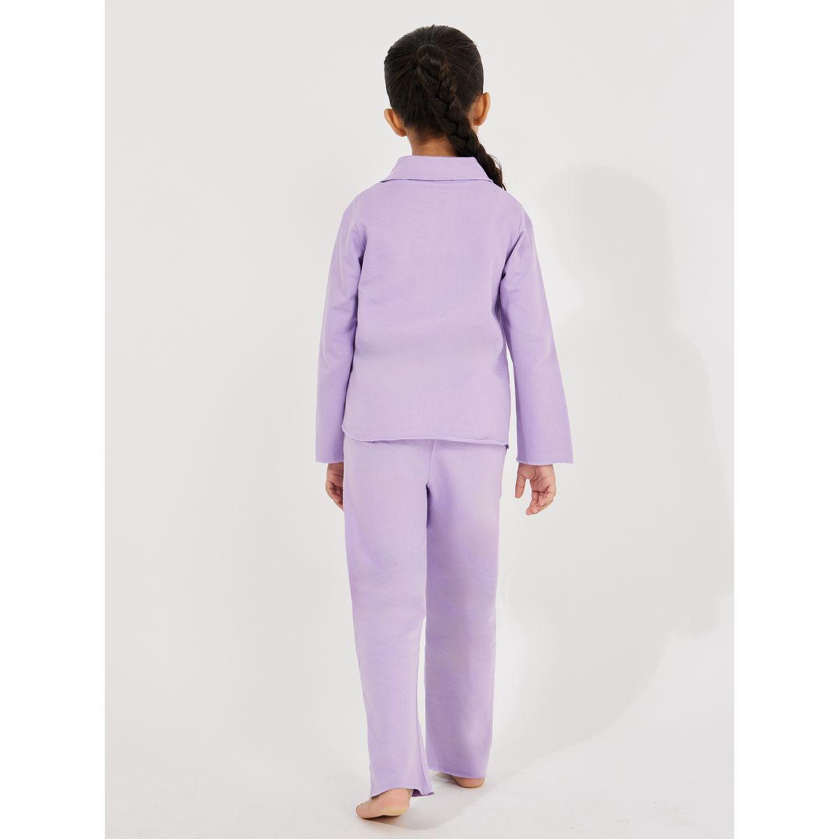 مجموعة من بنطال بيجاما مع بلوزة بياقة وأزرار غلق-girls-clothing-nightwear-image-2