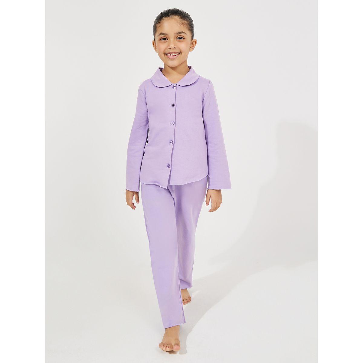 Styli Collared Button Down Shirt & Pyjama Set-girls-clothing-nightwear-image-12