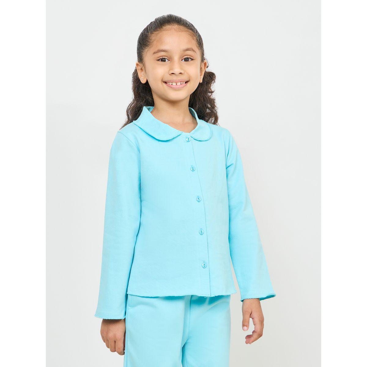 Styli Peter Pan Collar Long Sleeve Shirt & Pyjama Set-girls-clothing-nightwear-image-2