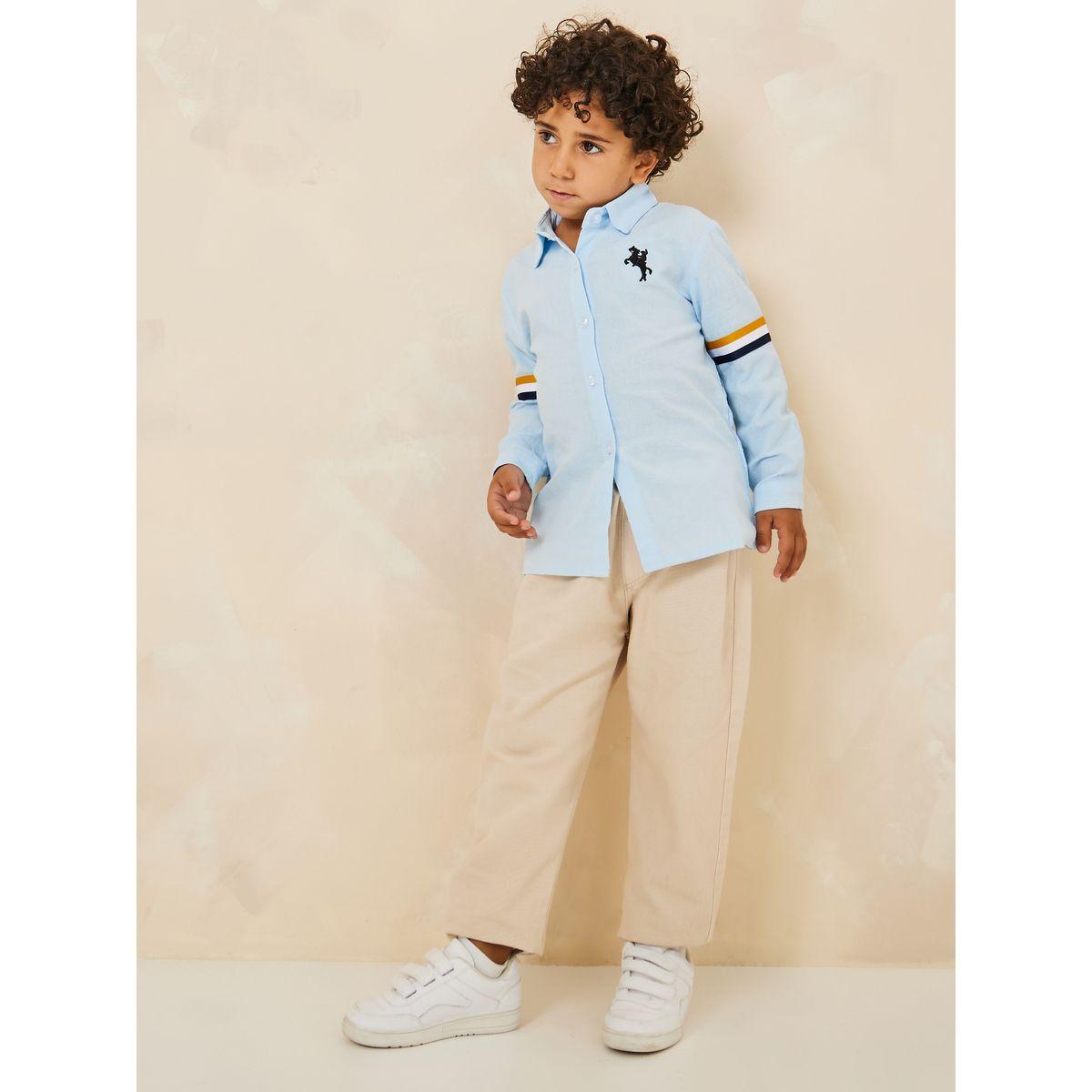 قميص بتداخل خطوط على الاكمام-boys-clothing-shirts-image-2