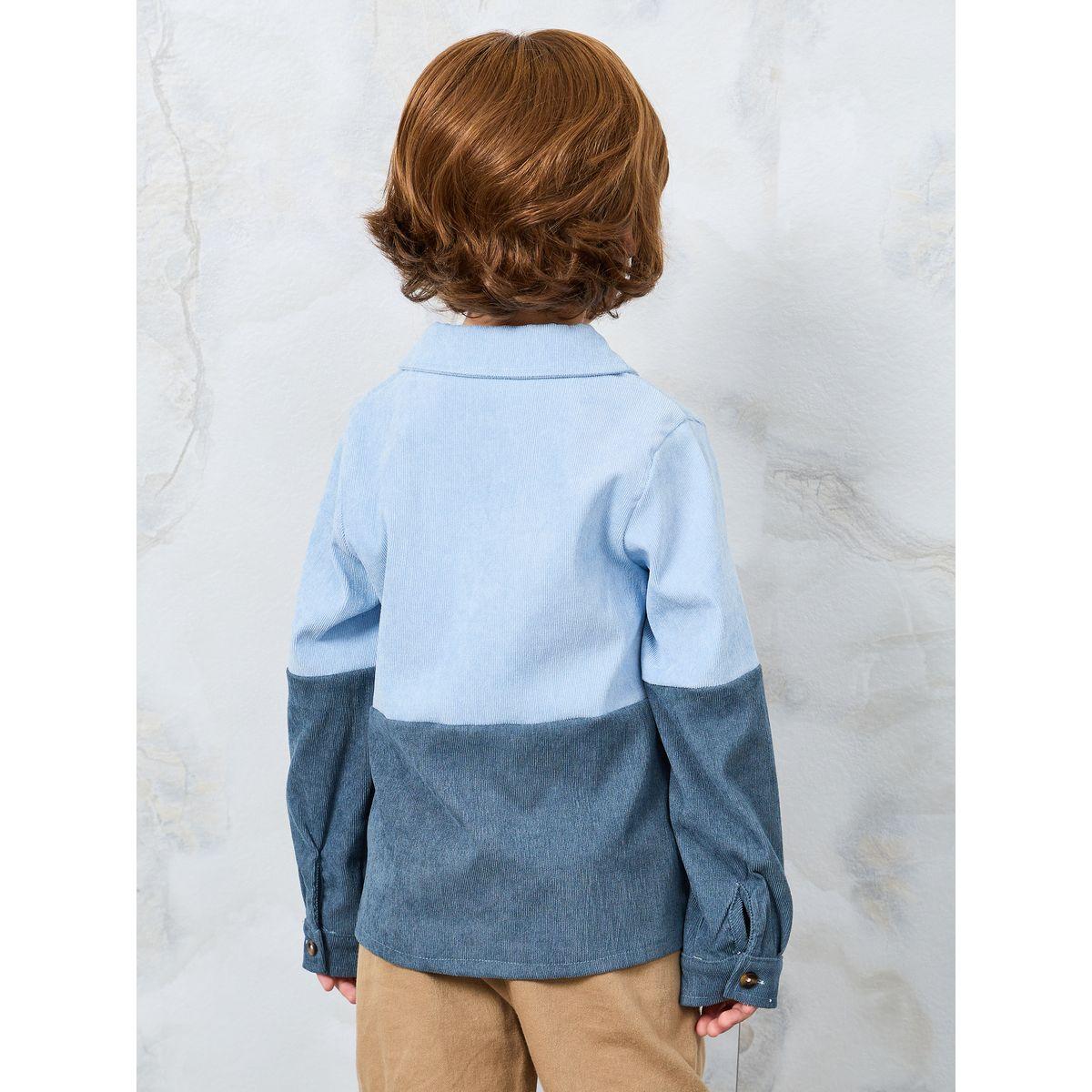 Styli Corduroy Colorblock Shirt with Front Pocket-boys-clothing-shirts-image-5