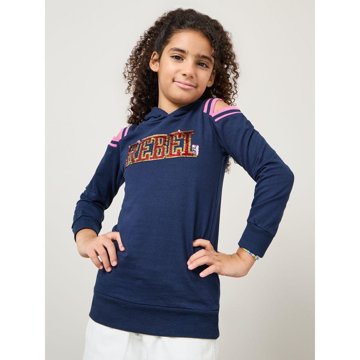 Styli Cold Shoulder Sleeve Sequin Detail Hoodie-baby-girls-clothing-sweatshirts-image-3