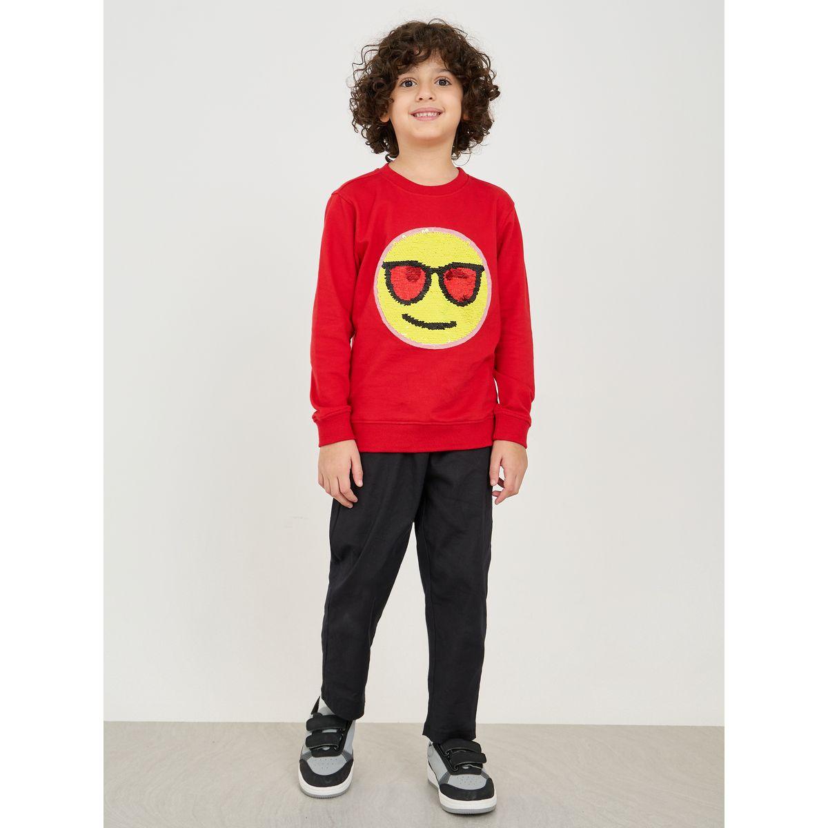 Styli Sequined Emoji Round Neck Sweatshirt-boys-clothing-winterwear-sweatshirts-image-2