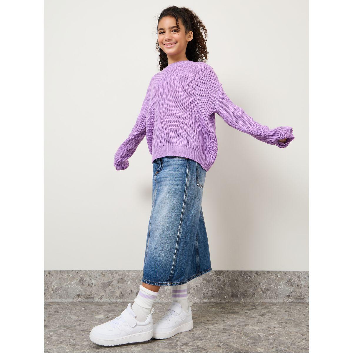 Styli Knitted Round Neck Oversized Sweater-girls-clothing-winterwear-jumpersandcardigans-image-2