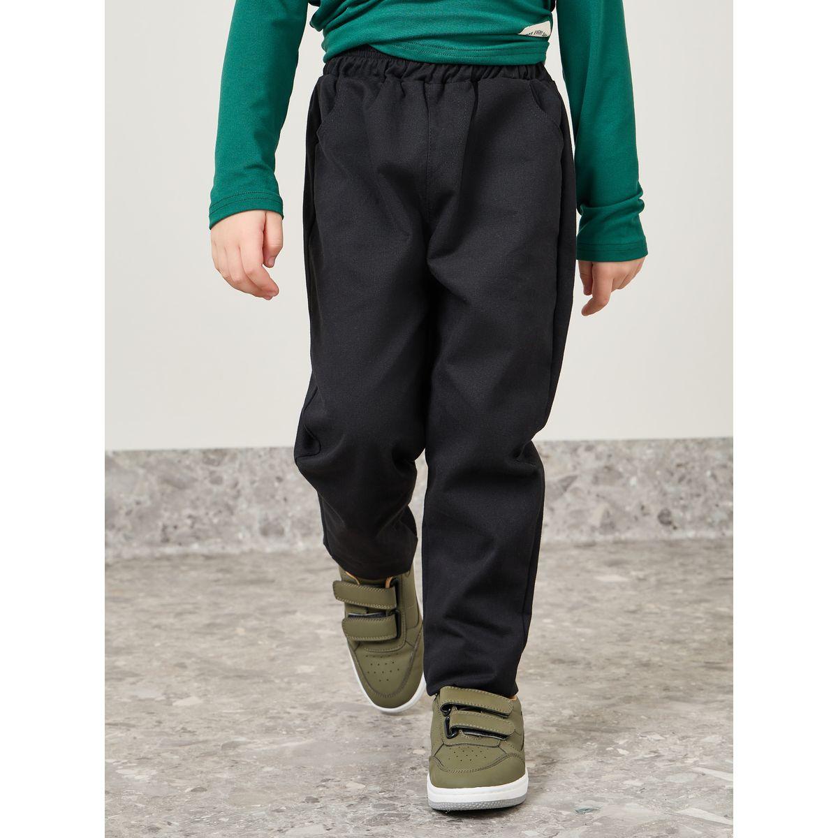 Styli Solid Elastic Waistband Pants with Side Pocket-boys-clothing-bottoms-trousers-image-1