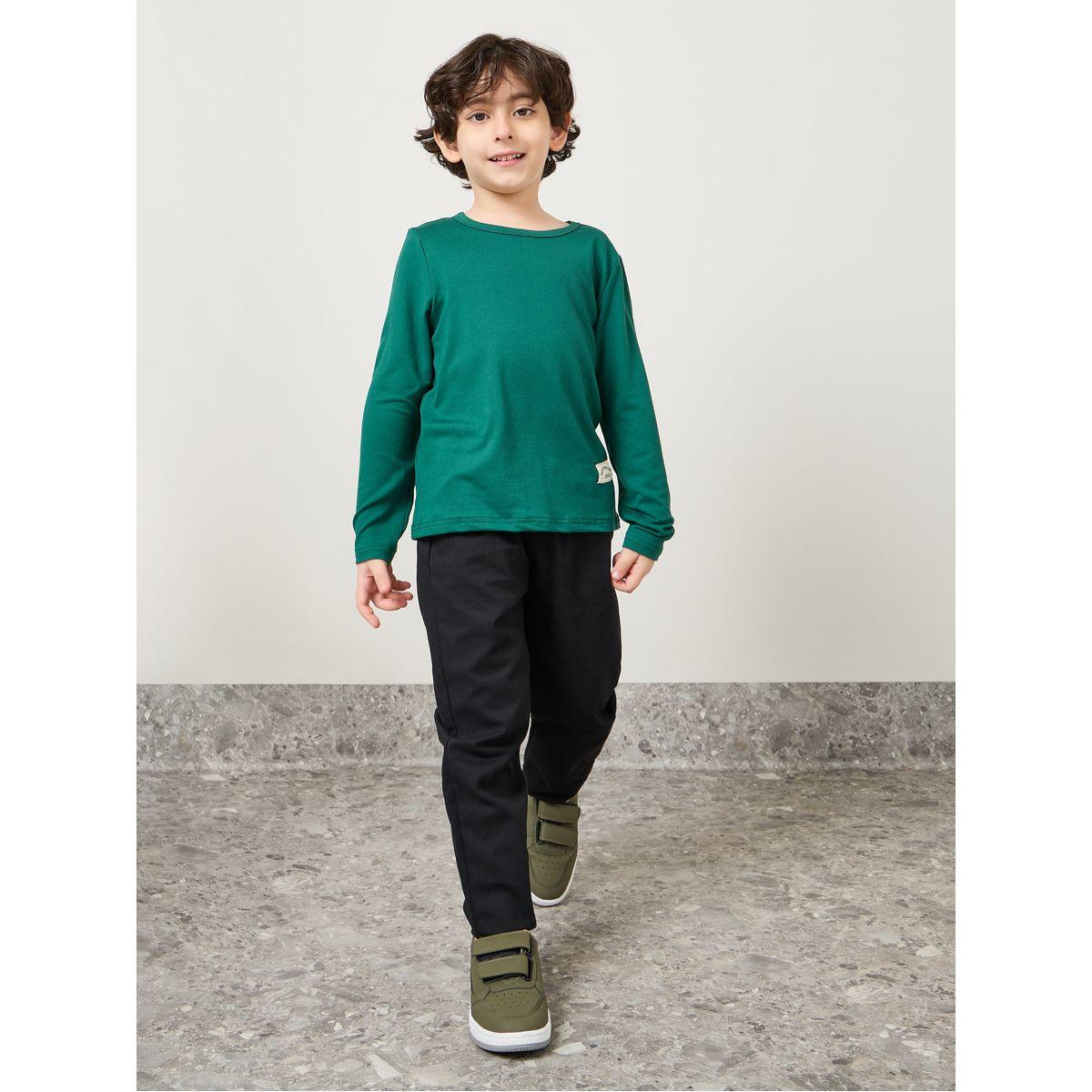 Styli Solid Elastic Waistband Pants with Side Pocket-boys-clothing-bottoms-trousers-image-2