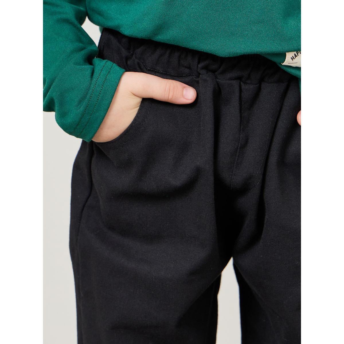 Styli Solid Elastic Waistband Pants with Side Pocket-boys-clothing-bottoms-trousers-image-3