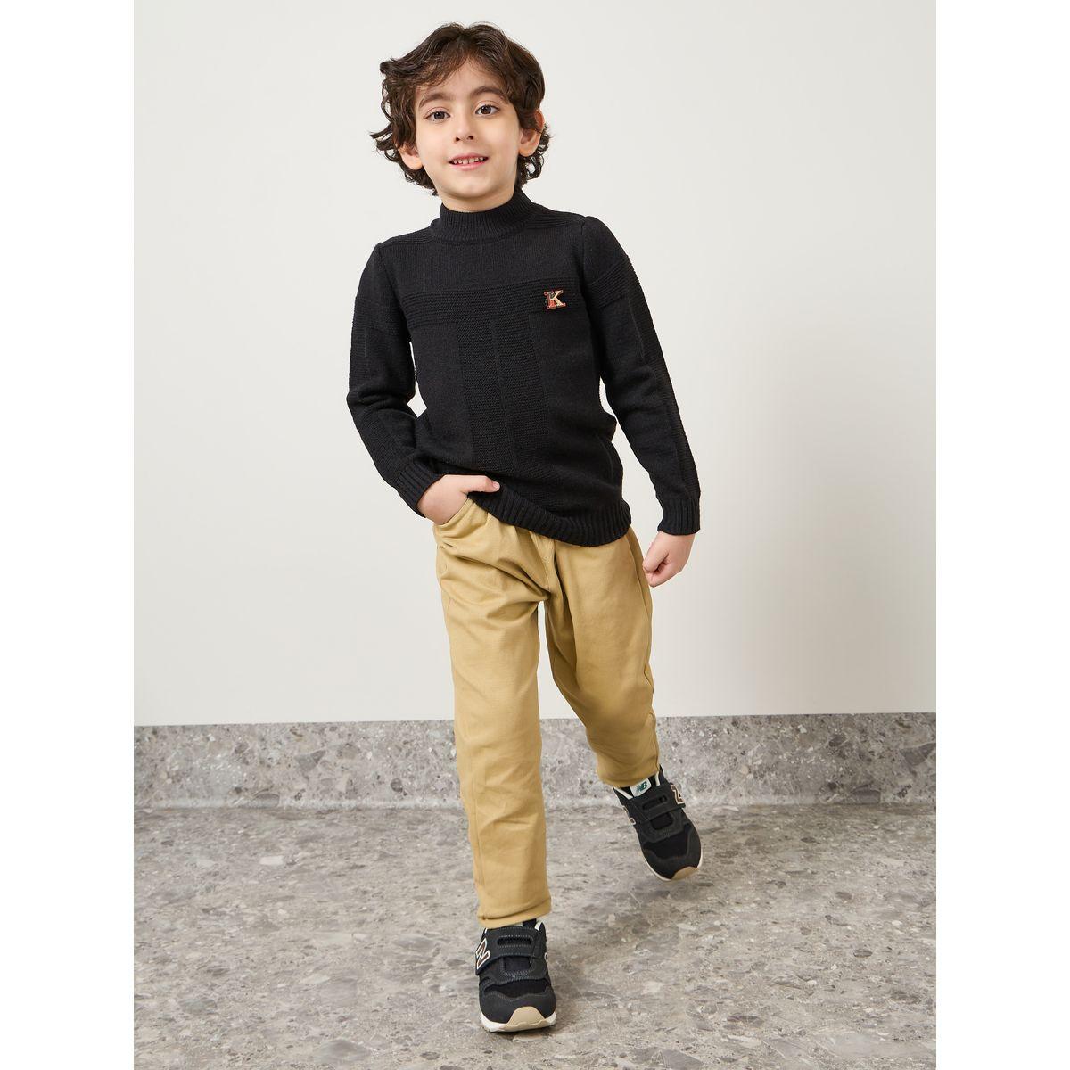 Styli Solid Elastic Waistband Pants with Side Pocket-boys-clothing-bottoms-trousers-image-1