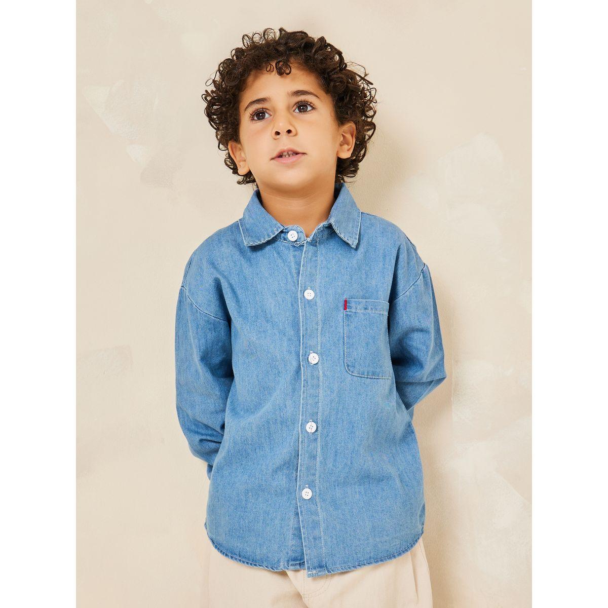 Styli Patch Pocket Detail Denim Shirt-boys-clothing-shirts-image-2