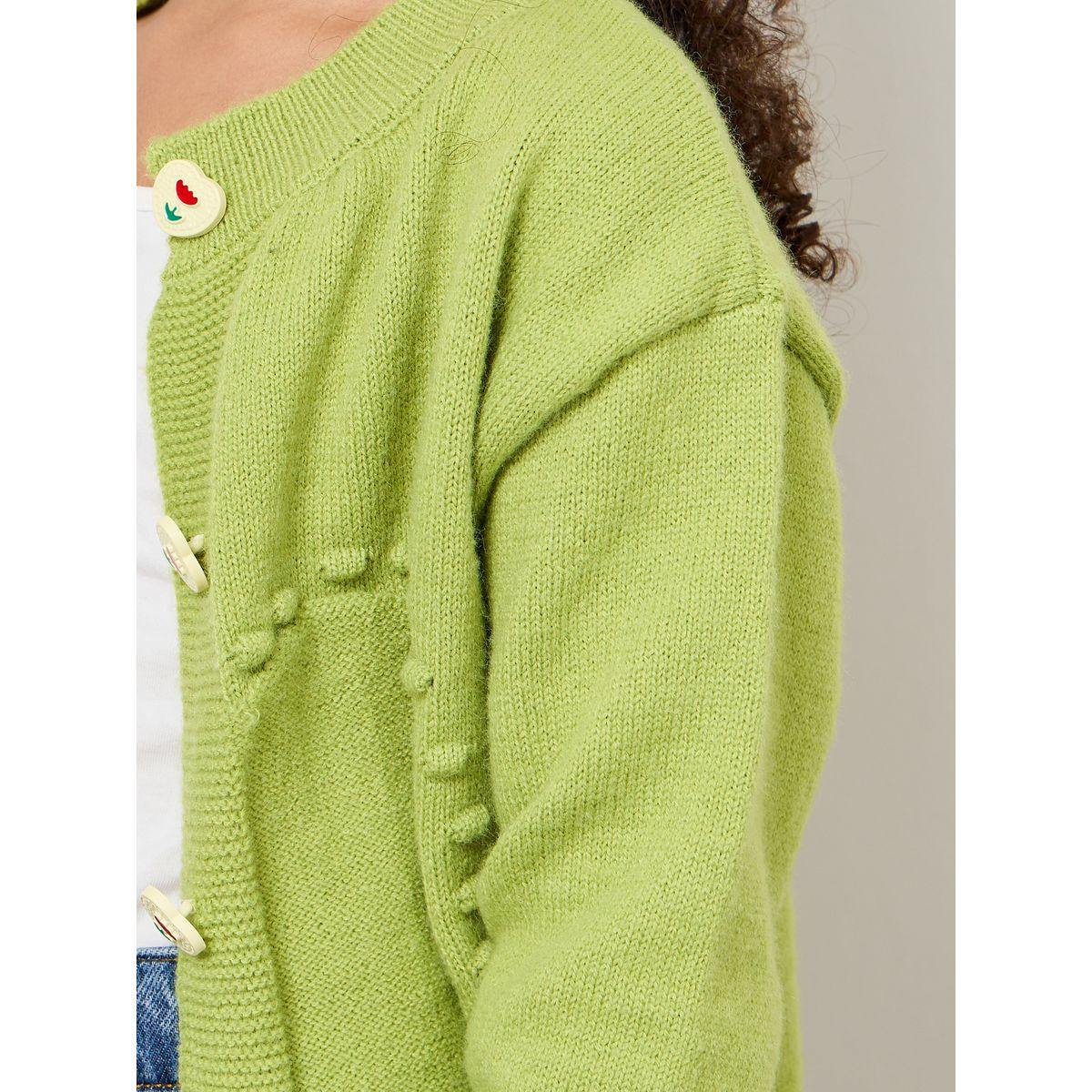Styli Heart Applique Button Detail Cardigan-girls-clothing-winterwear-jumpersandcardigans-image-4