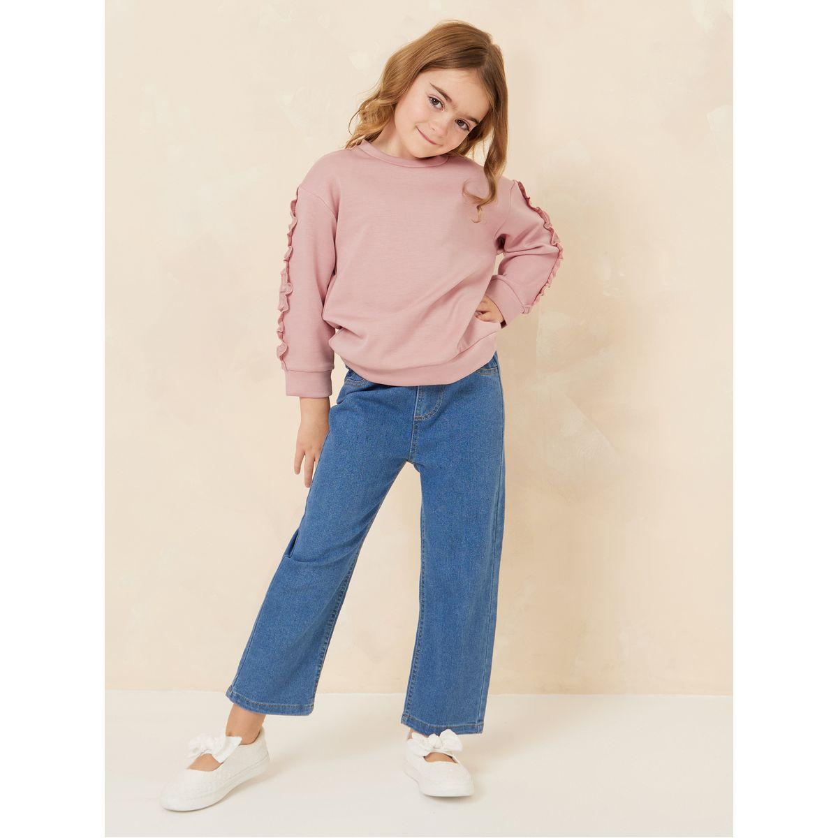 Styli Ruffle Trim Drop Shoulder Sweatshirt-baby-girls-clothing-sweatshirts-image-1