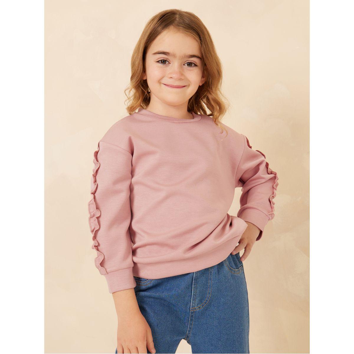 Styli Ruffle Trim Drop Shoulder Sweatshirt-baby-girls-clothing-sweatshirts-image-2