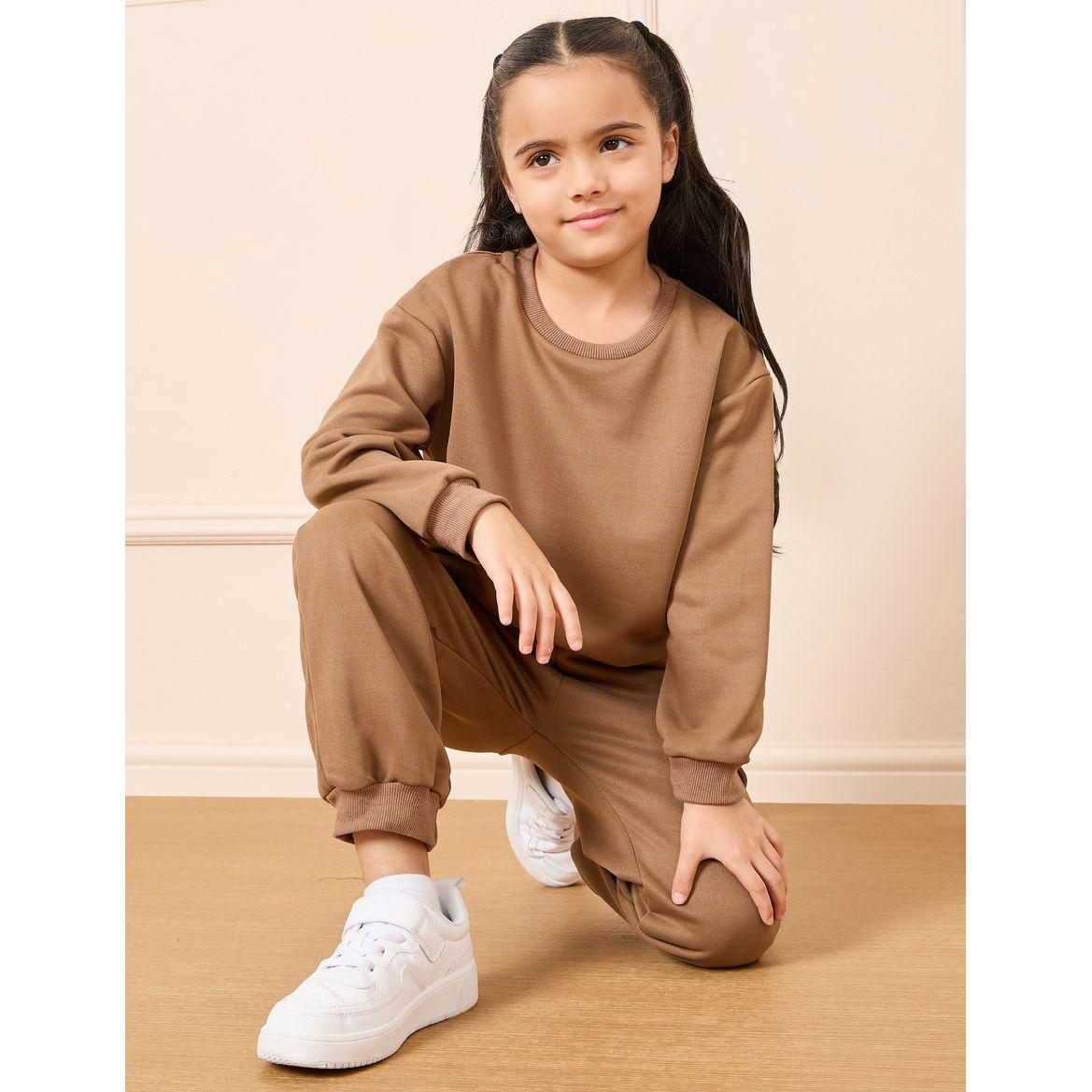 Styli Drop Shoulder Sweatshirt & Pocket Flap Jogger Set-girls-clothing-setsandcoords-image-1