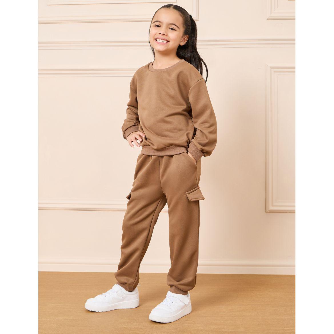 Styli Drop Shoulder Sweatshirt & Pocket Flap Jogger Set-girls-clothing-setsandcoords-image-2