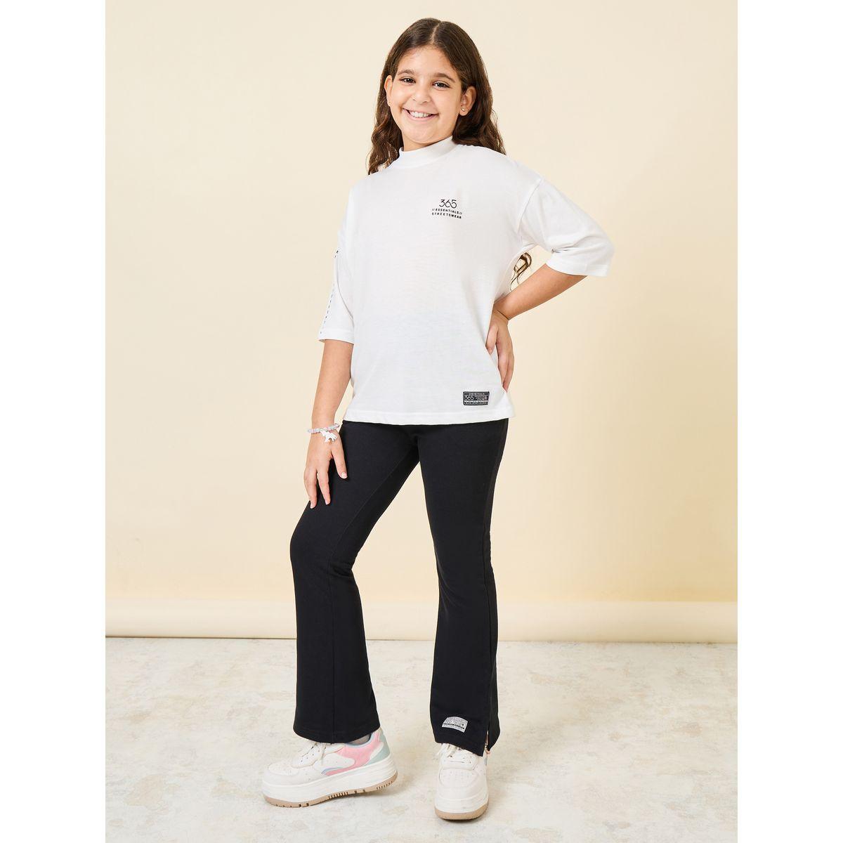 Styli Slogan Print High Neck T-Shirt & Pants Set-girls-clothing-setsandcoords-image-2