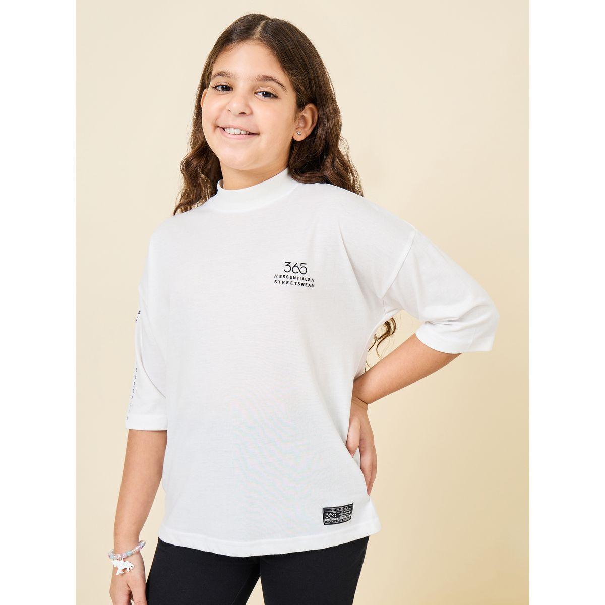 Styli Slogan Print High Neck T-Shirt & Pants Set-girls-clothing-setsandcoords-image-3