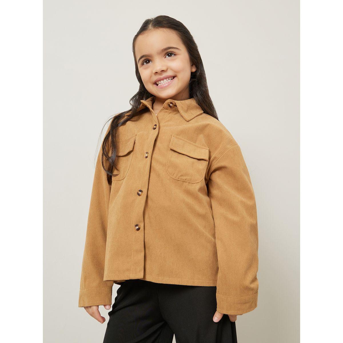 Styli Pocket Front Detail Corduroy Shirt-girls-clothing-blousesandshirts-image-1