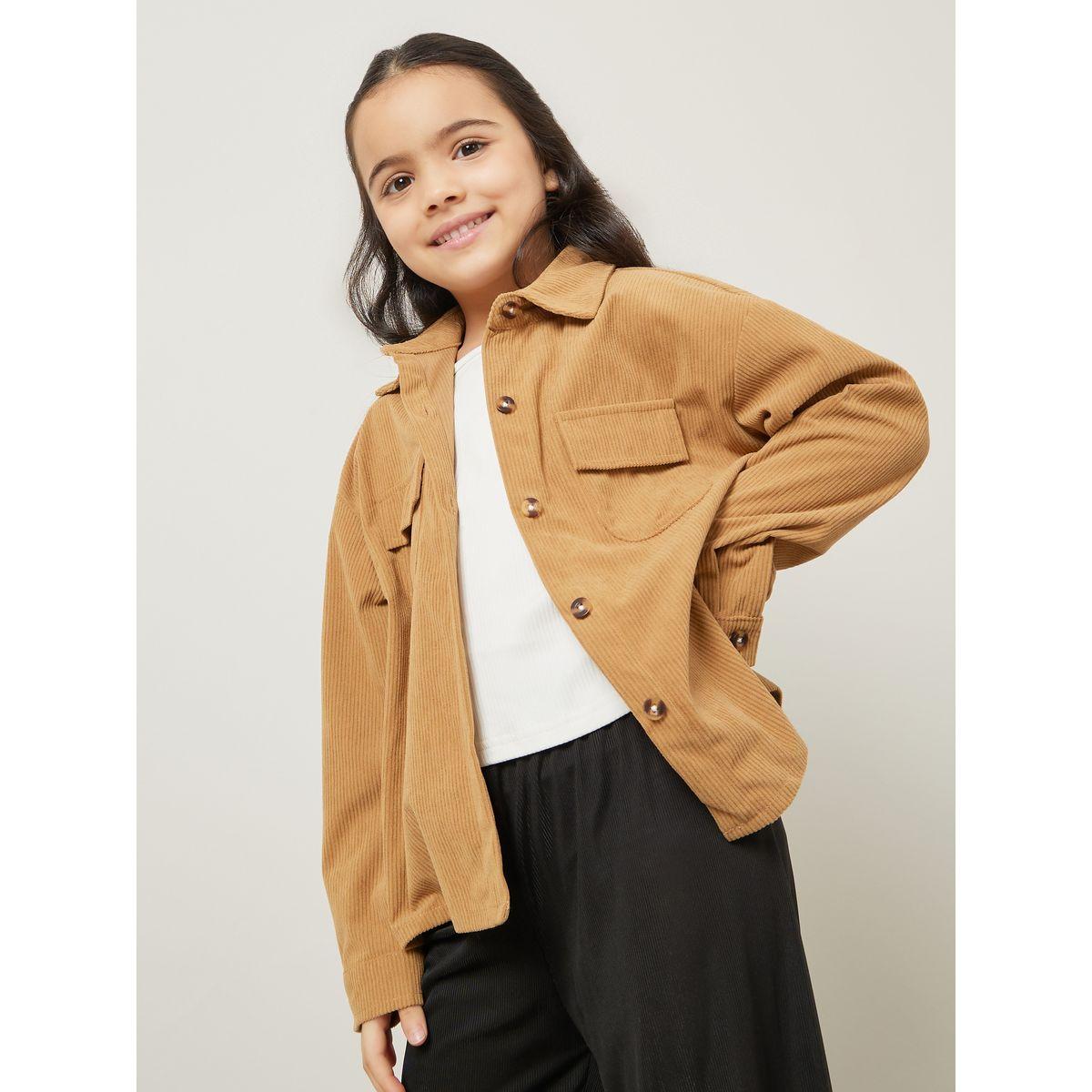 Styli Pocket Front Detail Corduroy Shirt-girls-clothing-blousesandshirts-image-4