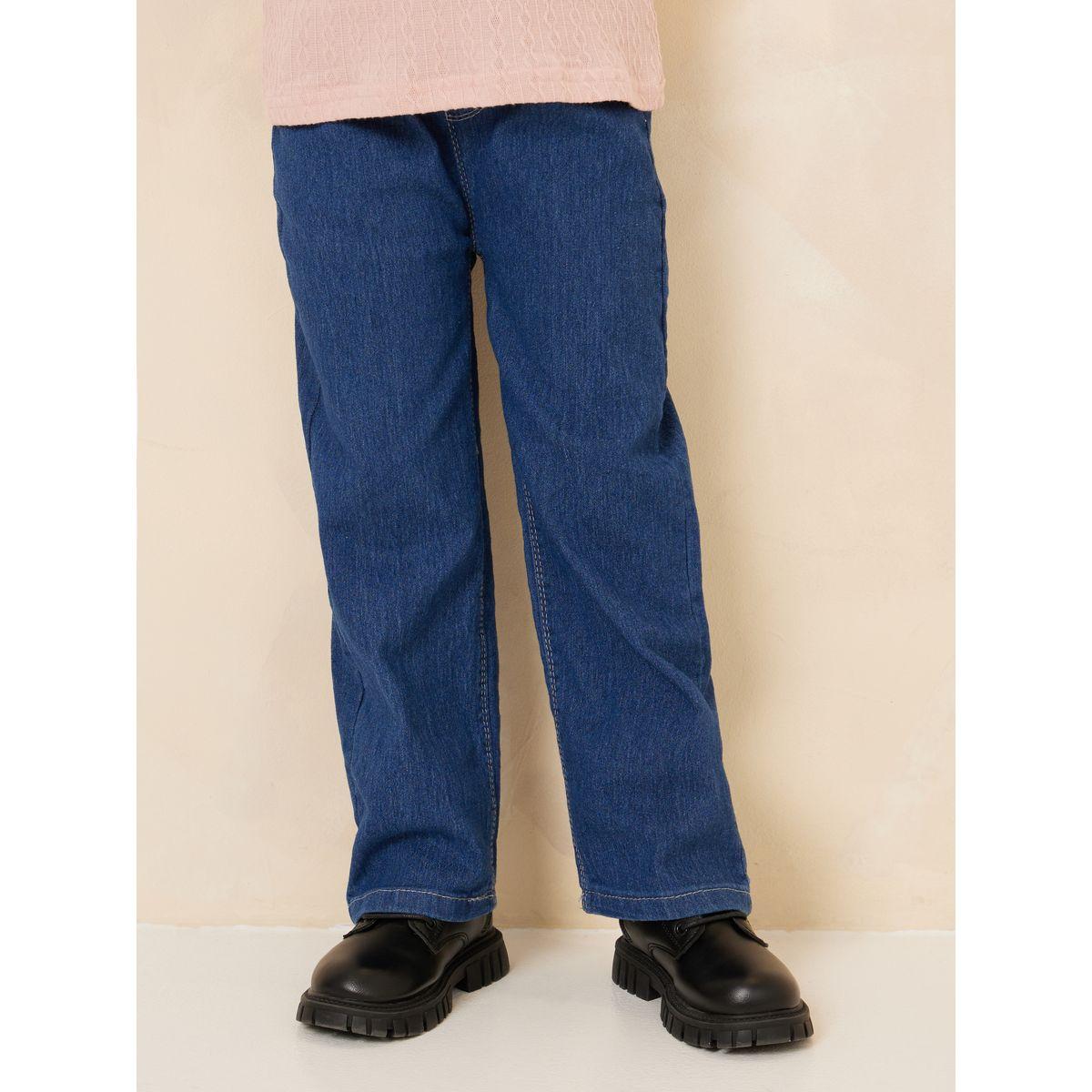 Styli Straight Leg Jeans with Elastic Waistband-girls-clothing-bottoms-jeansandjeggings-image-1