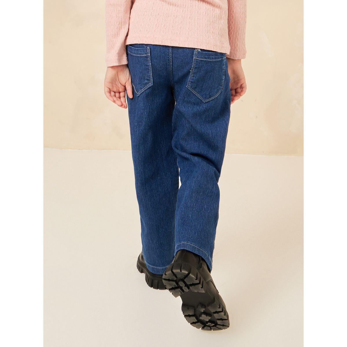 جينز بقصة مستقيمة وخصر مطاطي-girls-clothing-bottoms-jeansandjeggings-image-4
