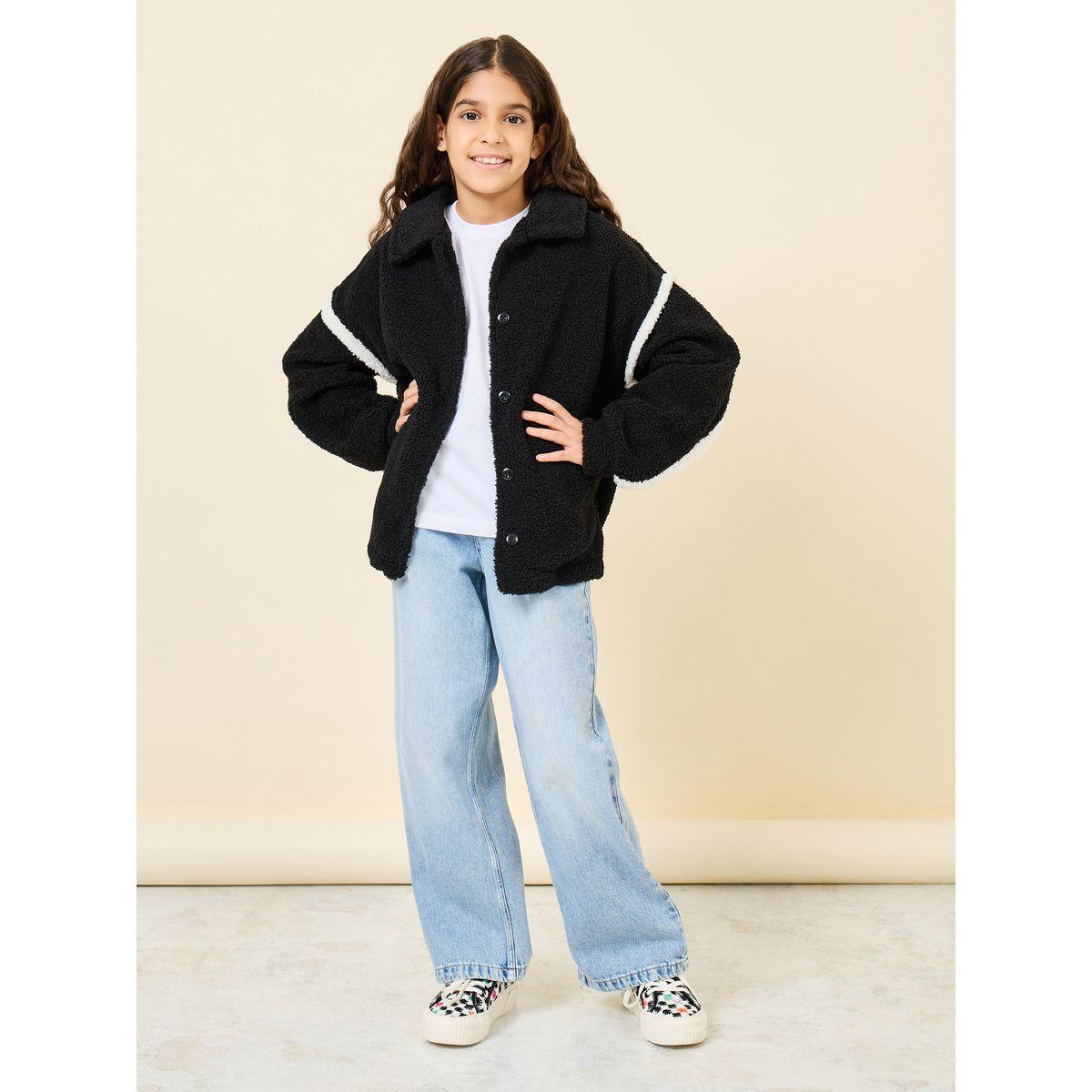 Styli Elevate Regular Fit Fleece Sweatshirt with Buttons-girls-clothing-jacketsandcoats-image-2