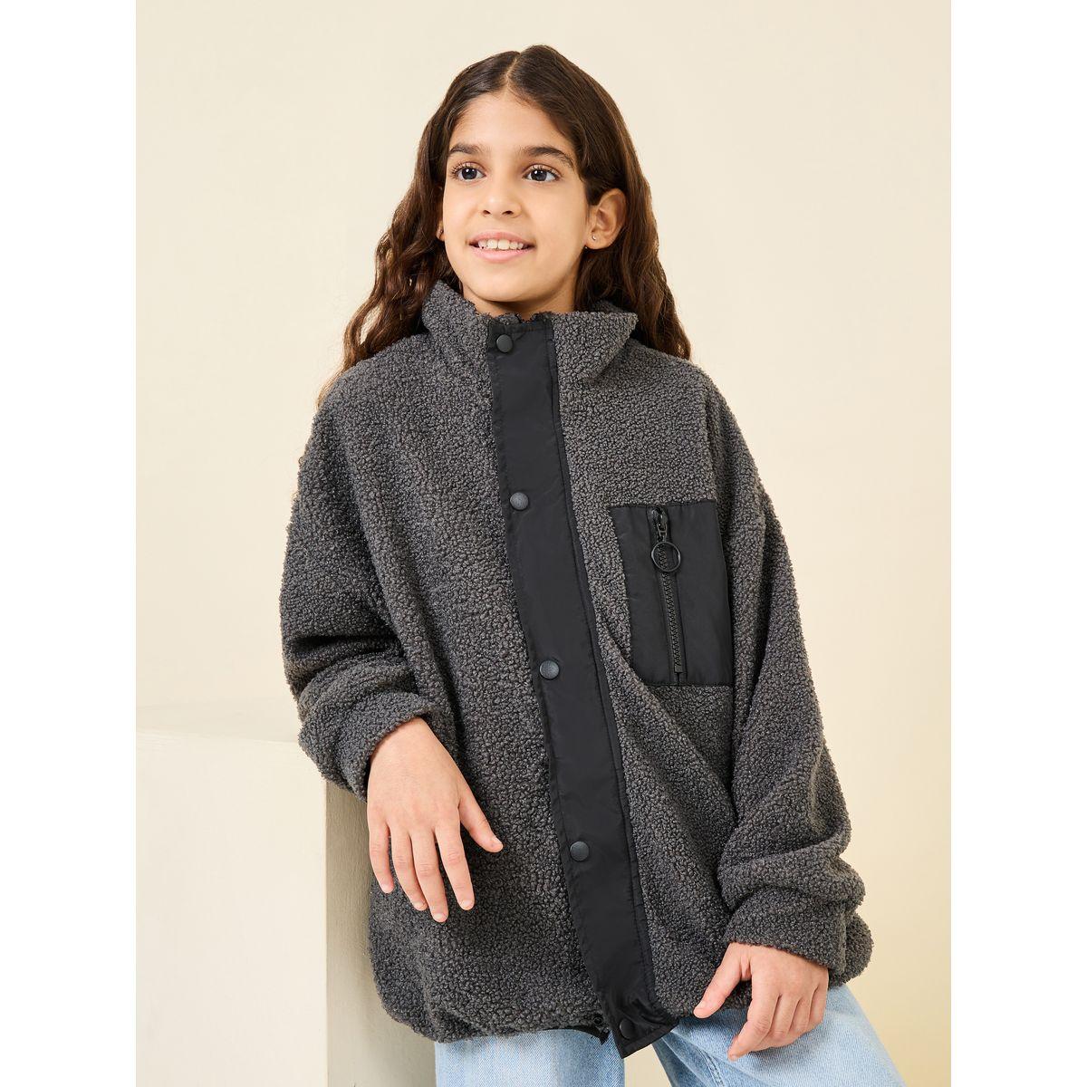 Styli Elevate Regular Fit Fleece Sweatshirt with Zip Pocket-girls-clothing-jacketsandcoats-image-3