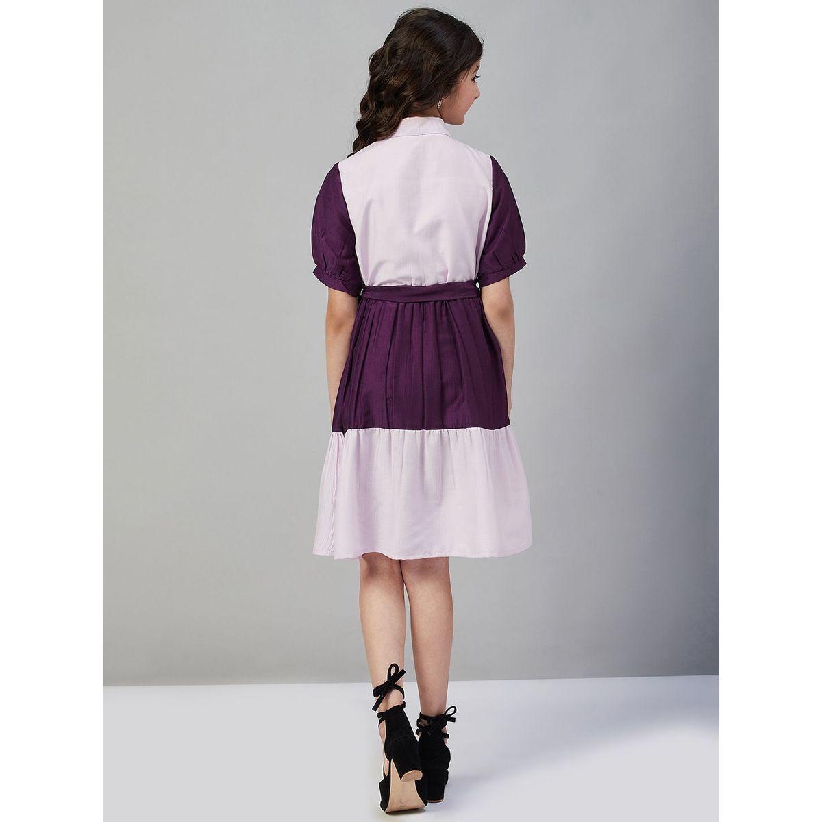Stylo Bug X Styli Colorblock Shirt Dress with Tie Belt-girls-clothing-dressesandjumpsuits-image-2