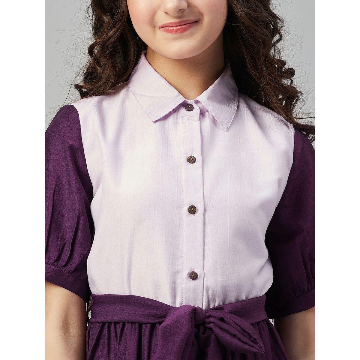 Stylo Bug X Styli Colorblock Shirt Dress with Tie Belt-girls-clothing-dressesandjumpsuits-image-3