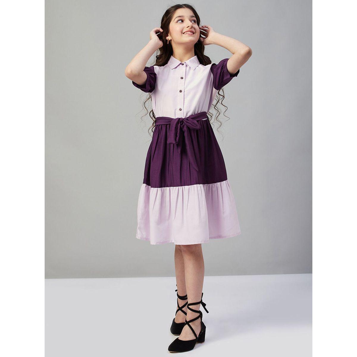 Stylo Bug X Styli Colorblock Shirt Dress with Tie Belt-girls-clothing-dressesandjumpsuits-image-4