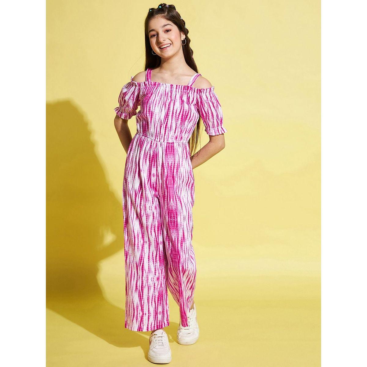 Stylo Bug X Styli Tie-Dye Print Cold Shoulder Sleeve Jumpsuit-girls-clothing-rompers-image-1