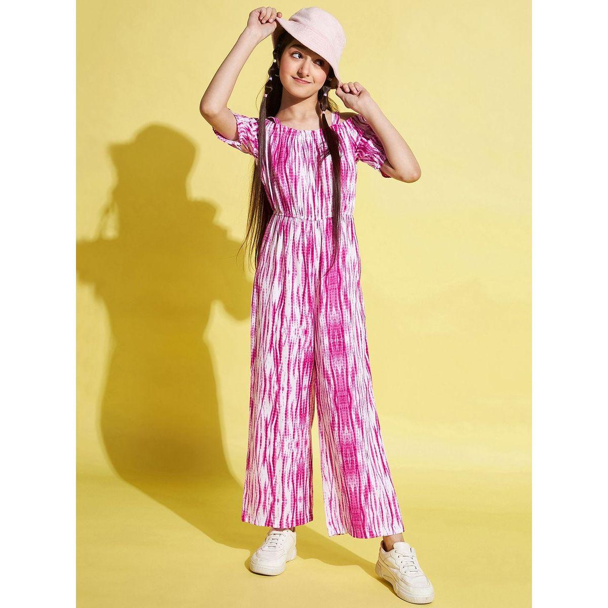 Stylo Bug X Styli Tie-Dye Print Cold Shoulder Sleeve Jumpsuit-girls-clothing-rompers-image-5