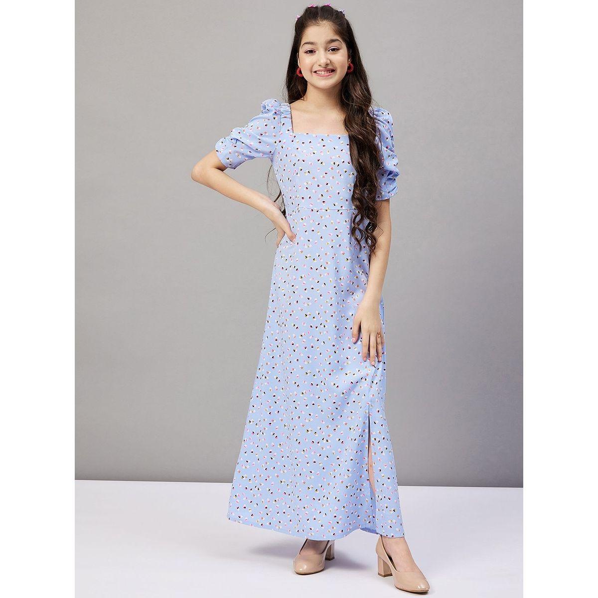 Stylo Bug X Styli Heart Ditsy Print Puff Sleeve Dress-girls-clothing-dressesandjumpsuits-image-1