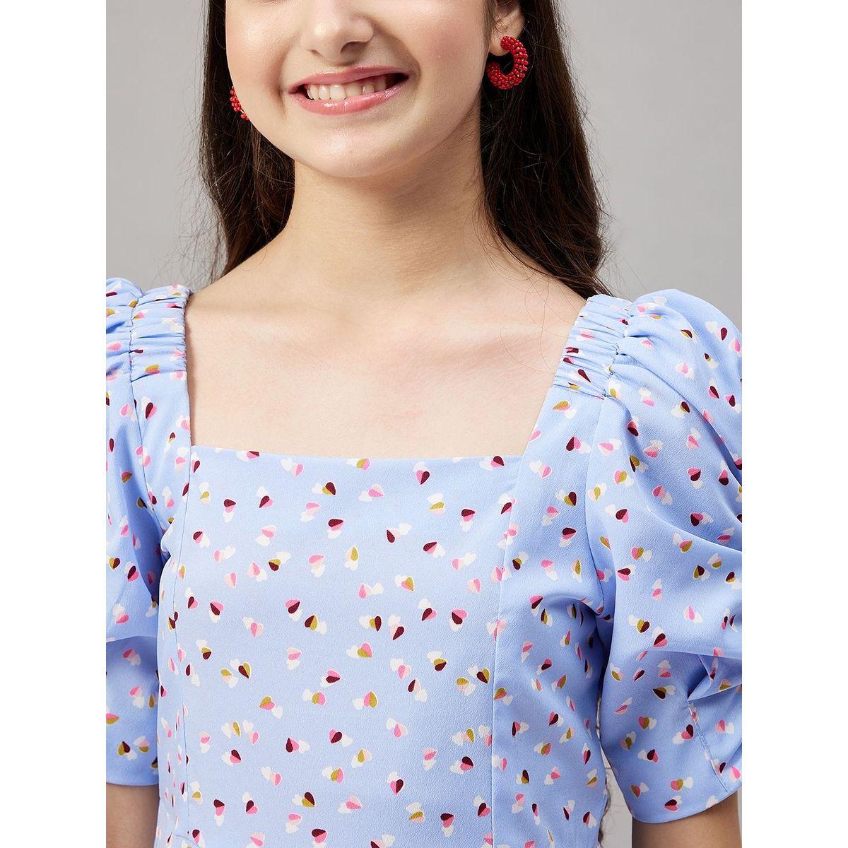 Stylo Bug X Styli Heart Ditsy Print Puff Sleeve Dress-girls-clothing-dressesandjumpsuits-image-5