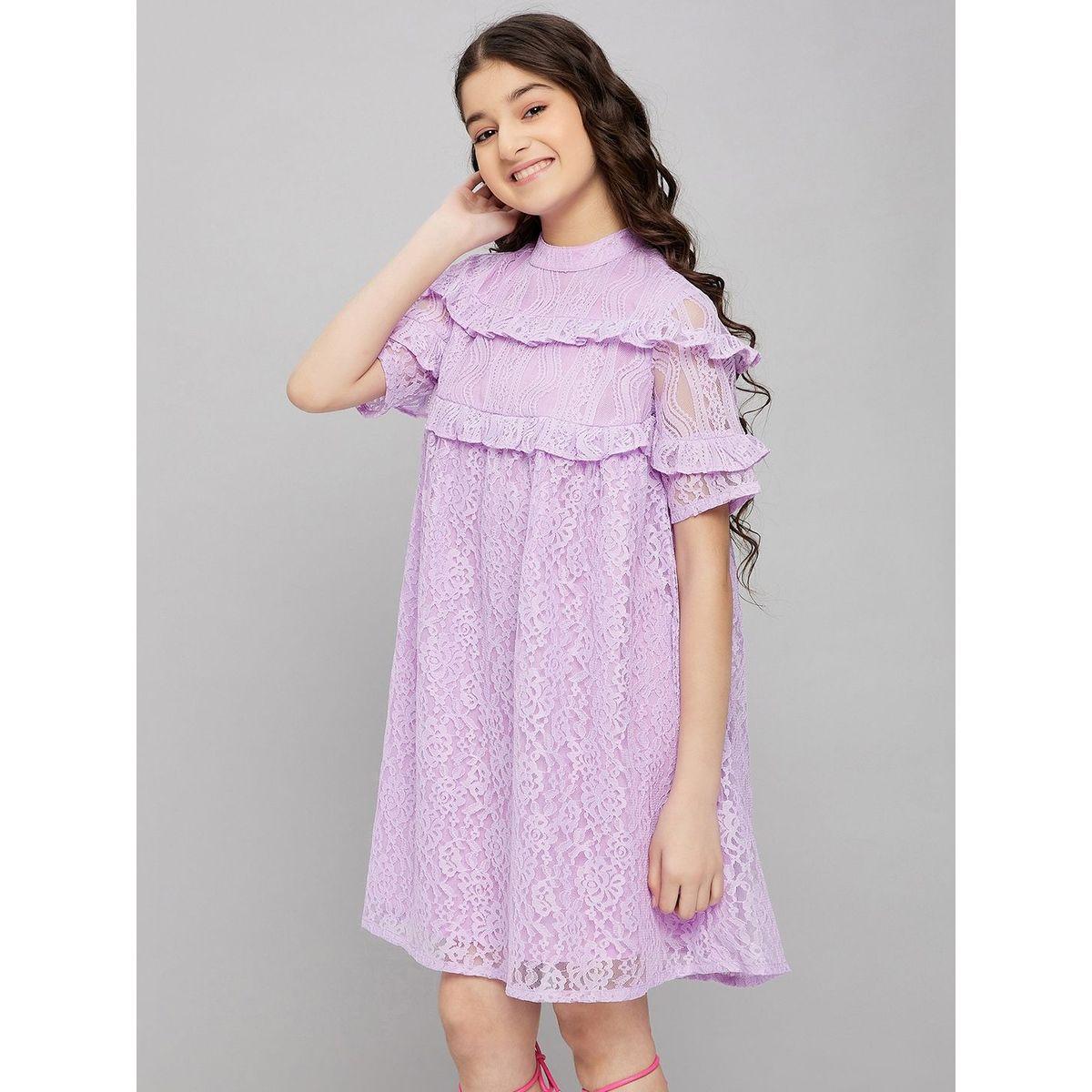 Lace Insert High Neck Shift Dress-girls-clothing-dressesandjumpsuits-image-3