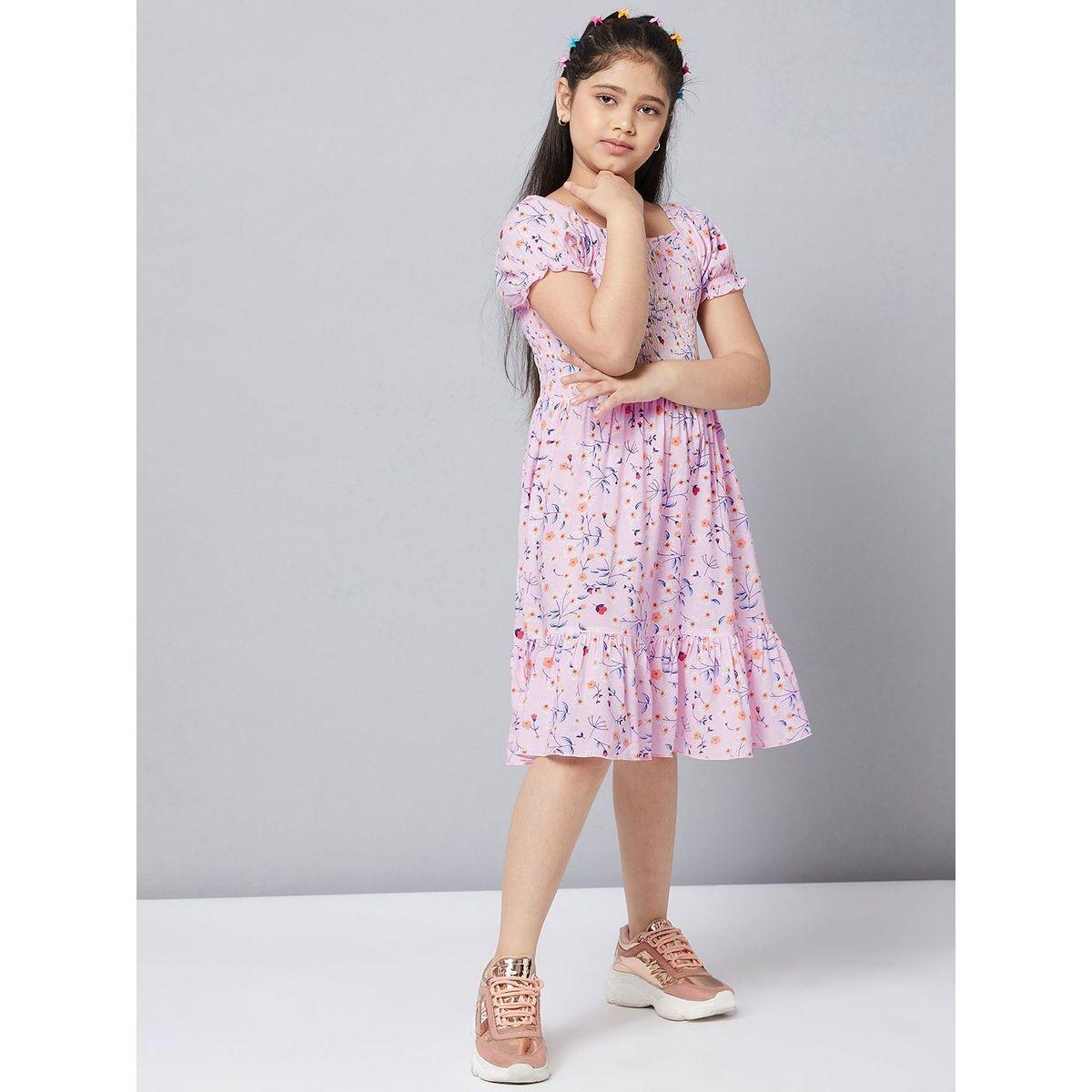 Stylo Bug X Styli Floral Print Square Neck Dress-girls-clothing-dressesandjumpsuits-image-2
