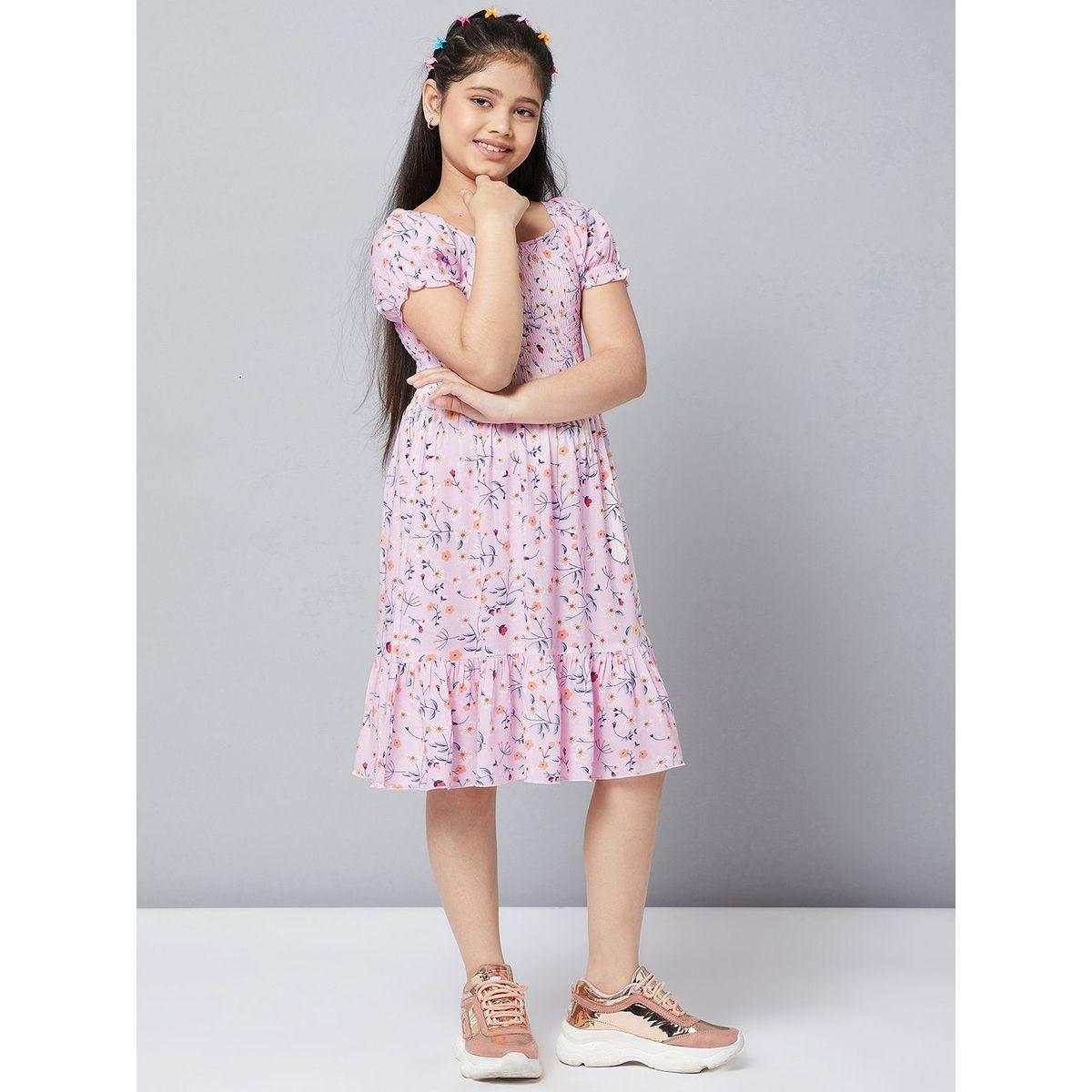 Stylo Bug X Styli Floral Print Square Neck Dress-girls-clothing-dressesandjumpsuits-image-5
