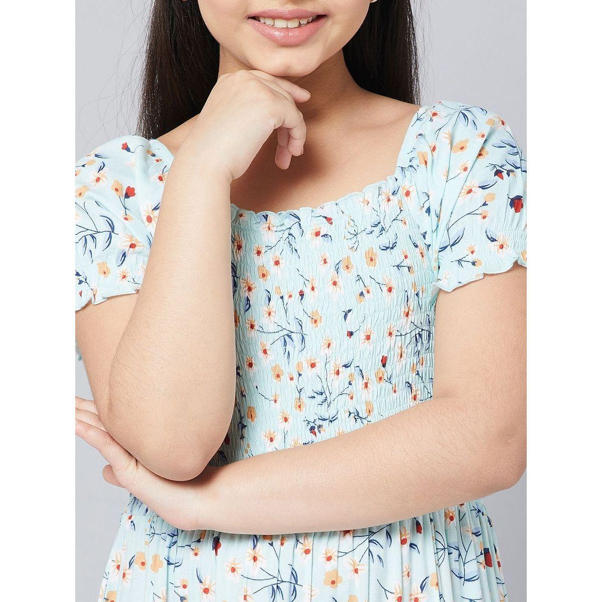 Stylo Bug X Styli Floral Print Square Neck Dress-girls-clothing-dressesandjumpsuits-image-2