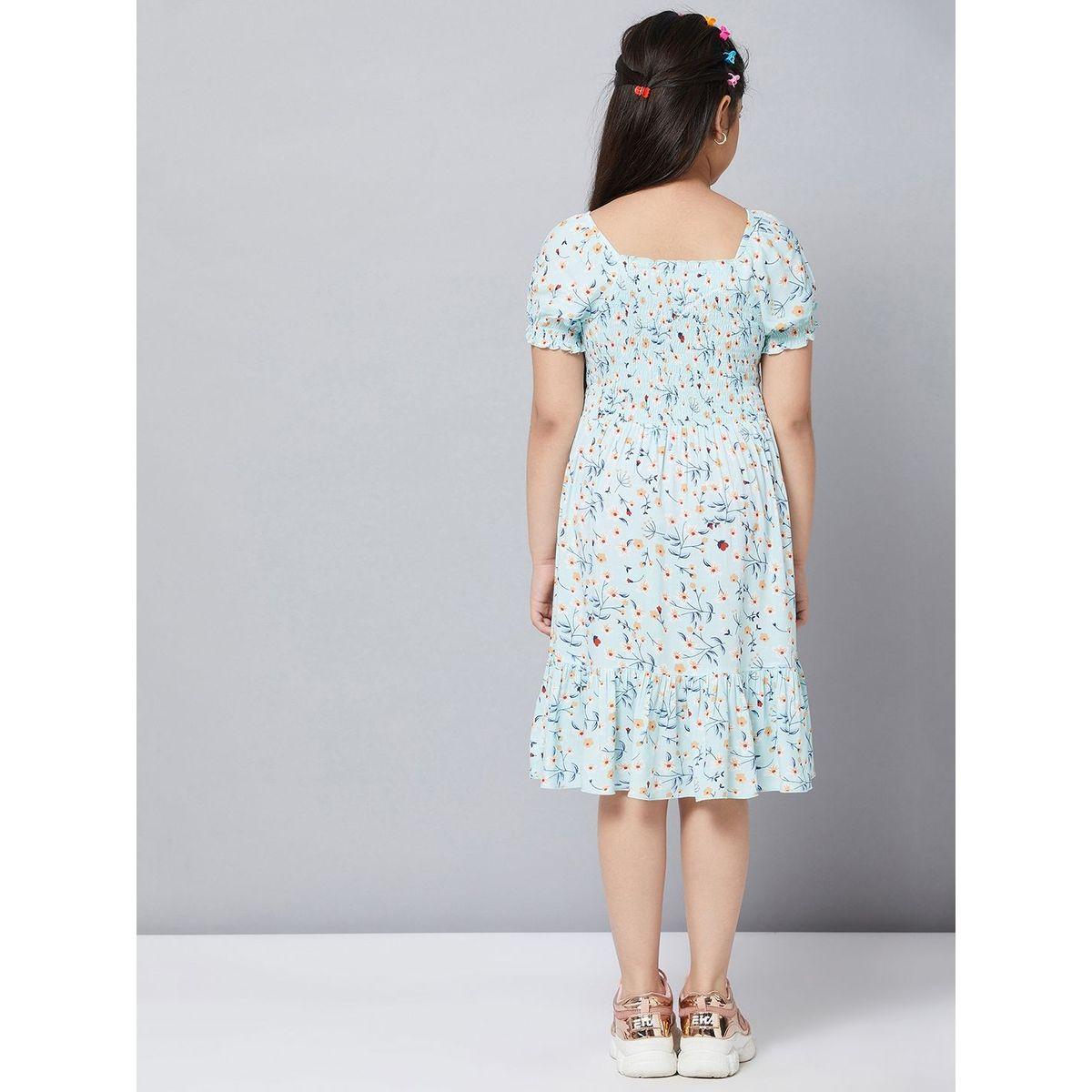Stylo Bug X Styli Floral Print Square Neck Dress-girls-clothing-dressesandjumpsuits-image-3
