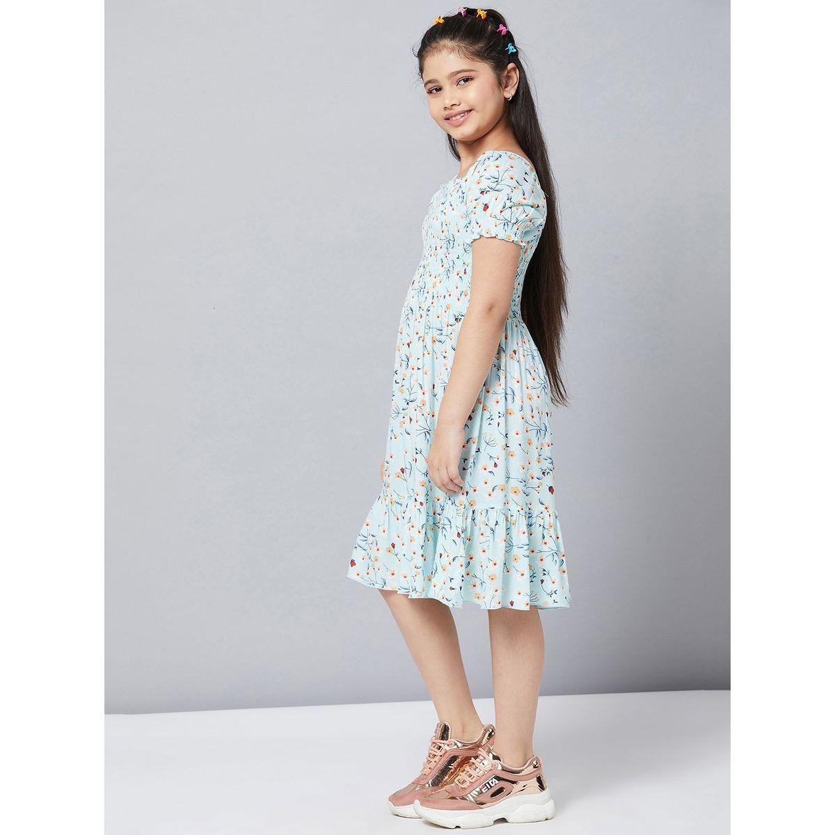 Stylo Bug X Styli Floral Print Square Neck Dress-girls-clothing-dressesandjumpsuits-image-4