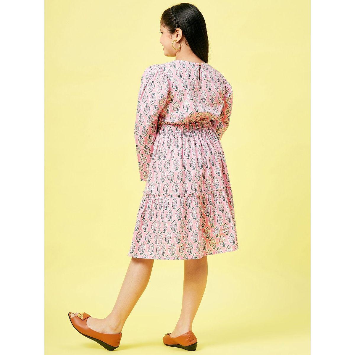 Stylo Bug X Styli All Over Print Ruched Front Dress-girls-clothing-dressesandjumpsuits-image-2