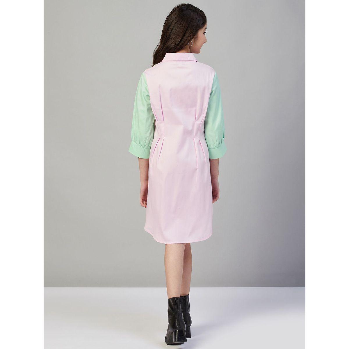 فستان بنمط كتل الالوان ستايلو بَج × ستايلي-girls-clothing-dressesandjumpsuits-image-2