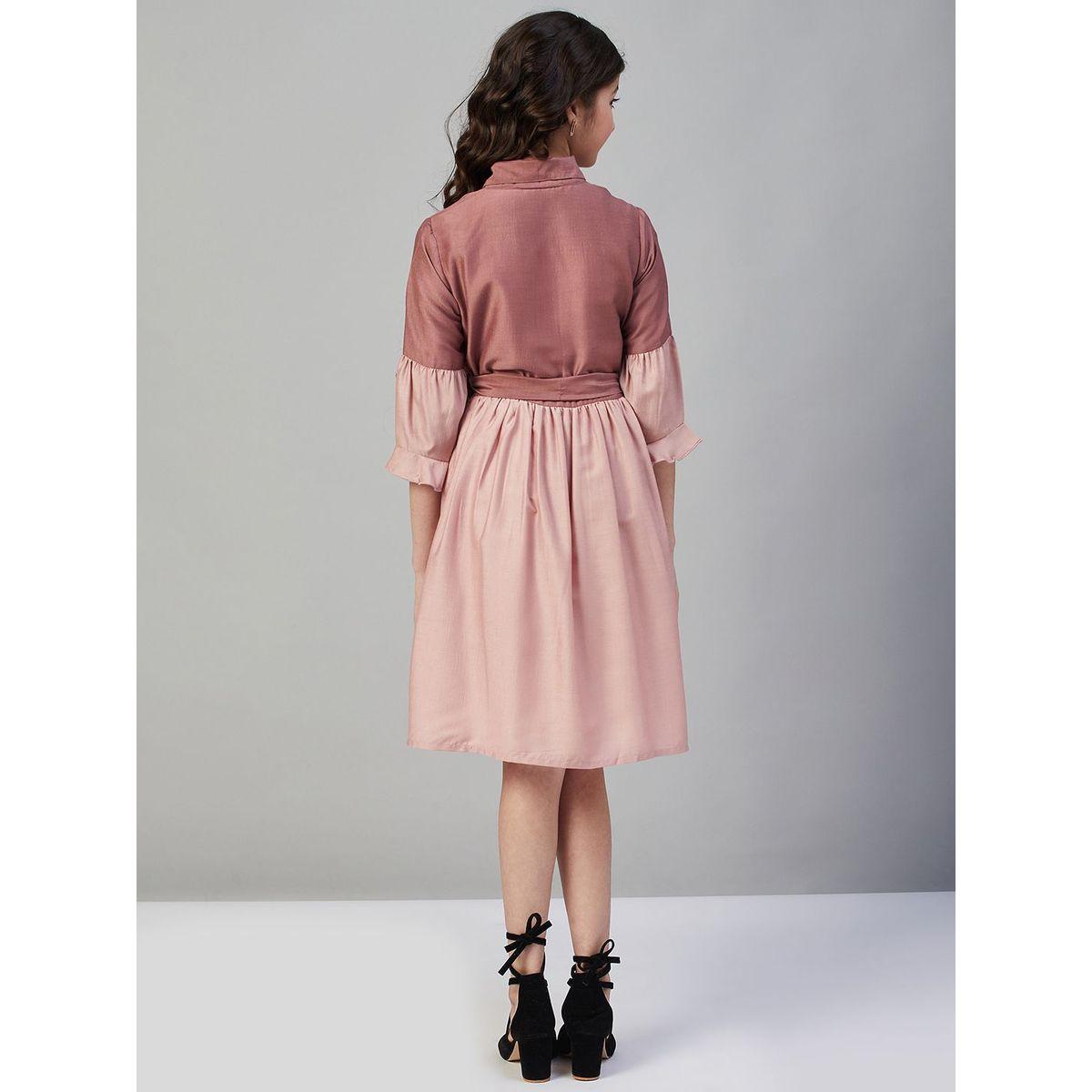 Stylo Bug X Styli Colorblock Shirt Dress with Tie Belt-girls-clothing-dressesandjumpsuits-image-2
