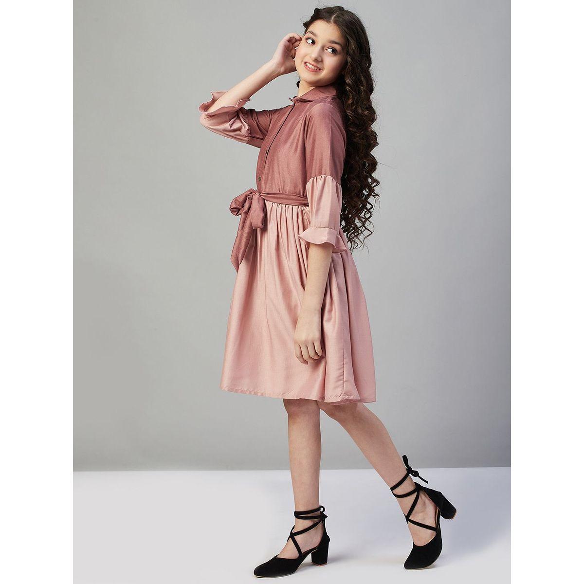 Stylo Bug X Styli Colorblock Shirt Dress with Tie Belt-girls-clothing-dressesandjumpsuits-image-4