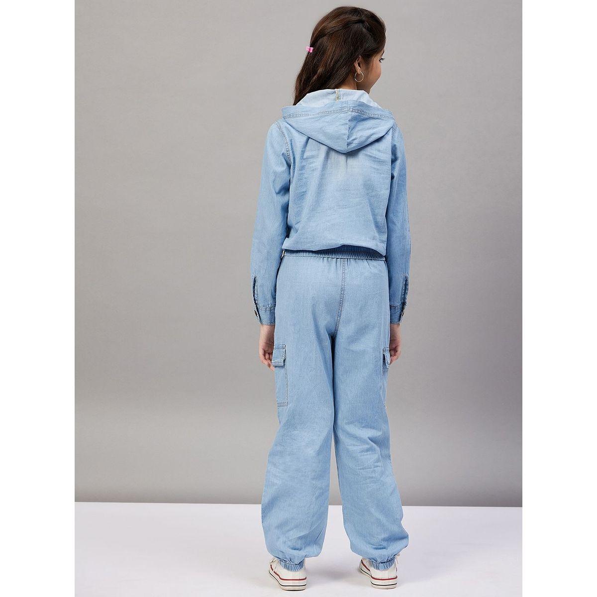 Stylo Bug X Styli Flap Pocket Denim Hoodie & Jogger Set-girls-clothing-setsandcoords-image-2